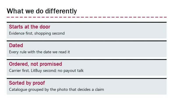 Card describing what this site does differently from other LitBuy guides