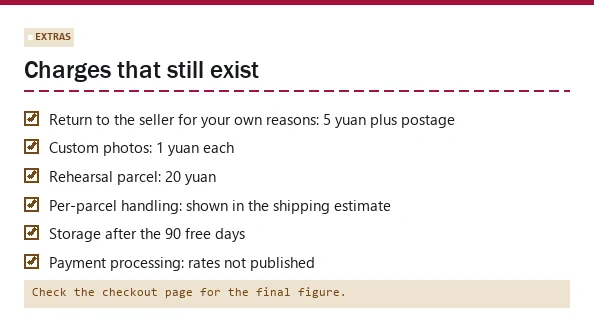 Slip card of small LitBuy charges that sit outside the zero purchasing fee